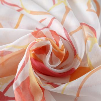 Тюль лен Т242-01-20 белый принтованный