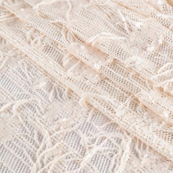Сетка с вышивкой и пайетками 055-20762 сливочный