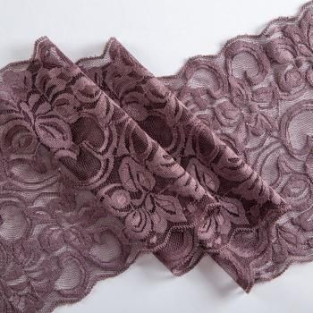 Кружево эластичное 180 мм Ф01-0064 махагон коричневый