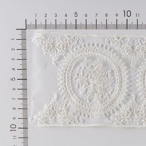 Кружево вышивка на сетке 93 мм Ф01-0046 молочный