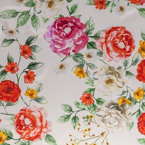 Шелк натуральный К22-003 белый принтованный