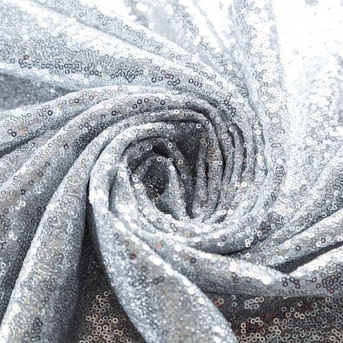 Пайетки на трикотаже 055-09133 серебристый однотонный