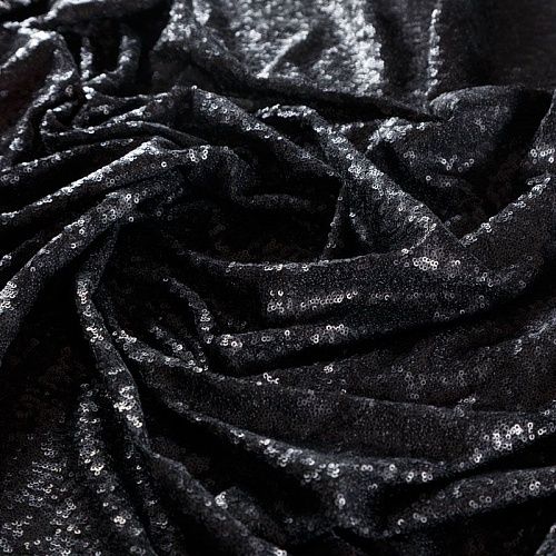 Пайетки на сетке 055-05773 черный однотонный