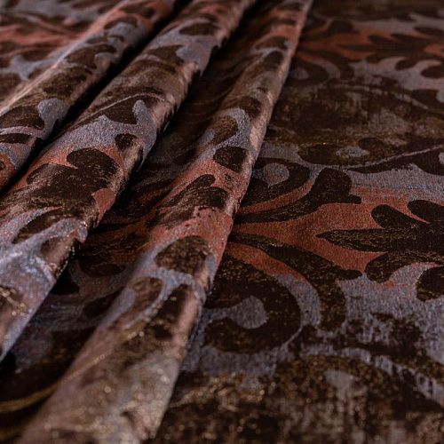 Ткань портьерная жаккард Т343-02-07 шоколадно-терракотовый