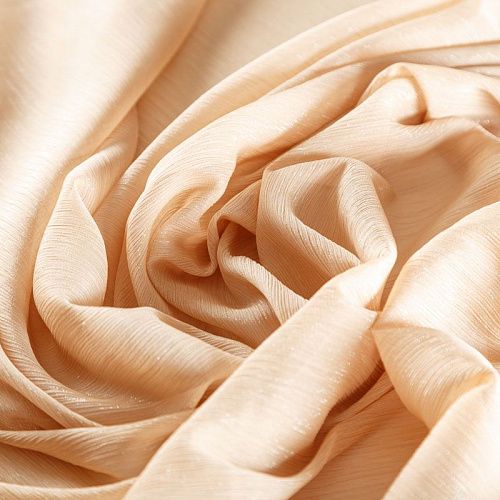 Шифон-жатка с люрексом 068-07208 светло-бежевый однотонный