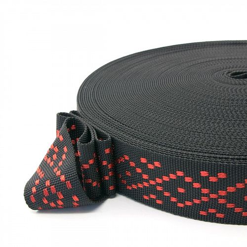 Стропа жаккардовая 30 мм 567091 черный/красный