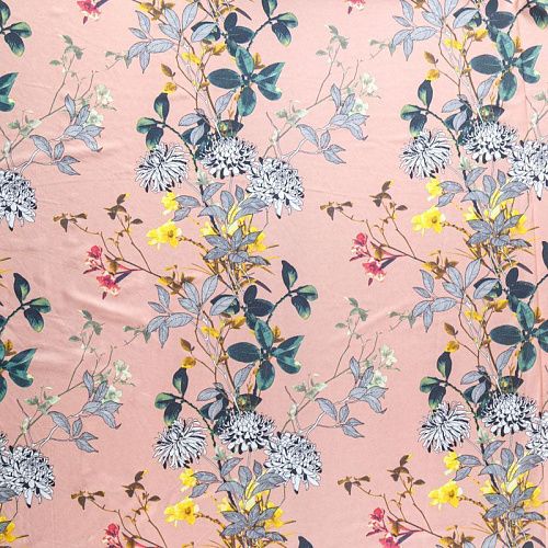 Вискоза "Лоренцо" 036-08329 пудрово-розовый принтованный