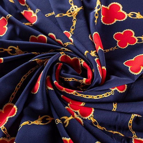 Креп-шифон 027-01570 темно-синий принтованный