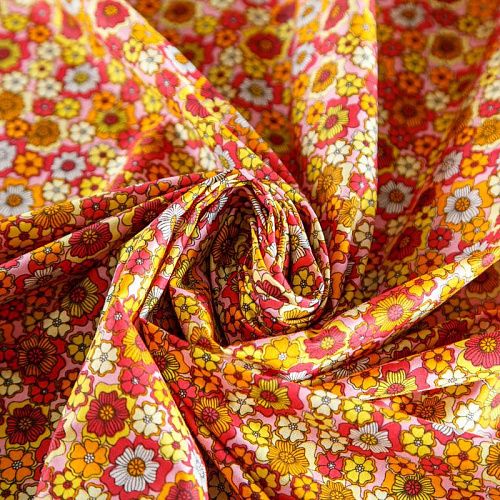 Хлопок 063-02031 желто-розовый принтованный