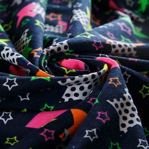 Трикотаж 056-14506 темно-синий принтованный