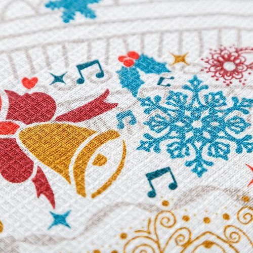 Полотно вафельное 007-00146 белый принтованный