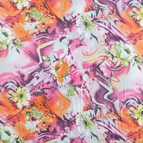 Креп К10-422 белый принтованный