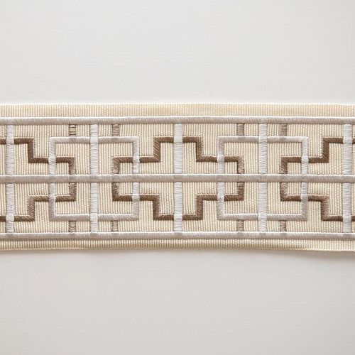 Бордюр жаккардовый 7 см 0000-357-104-006 молочным с серым
