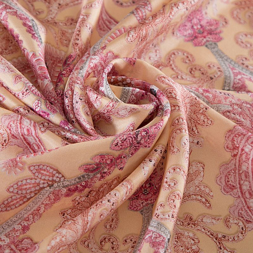 Шелк натуральный Etro 064-19247 персиковый принтованный