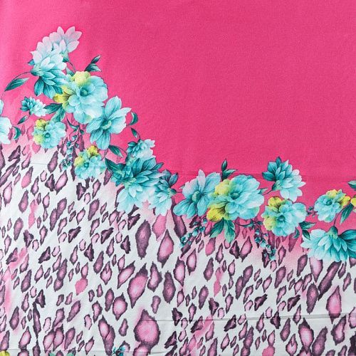 Крепдешин синтетический 029-08416 фуксия принтованный