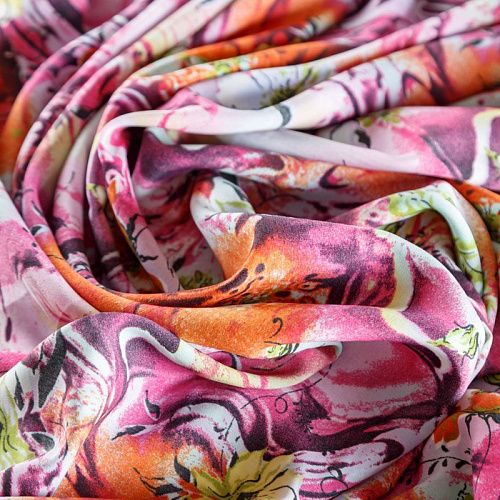 Креп К10-422 белый принтованный