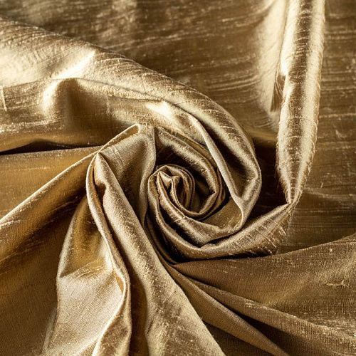 Дикий шелк К16-072 золотисто-оливковый однотонный