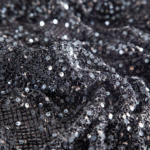 Сетка с пайетками 050-20755 черный меланж