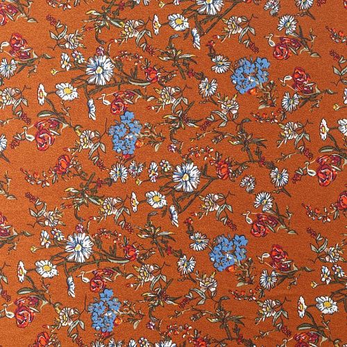 Крепдешин синтетический 029-08175 рыже-коричневый принтованный