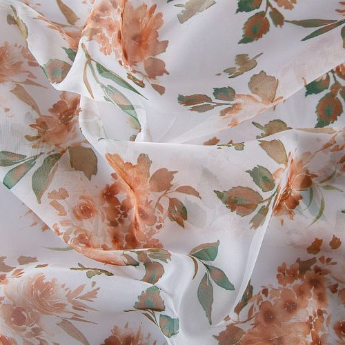 Тюль вуаль без утяжелителя 03-01-13778 белый принтованный