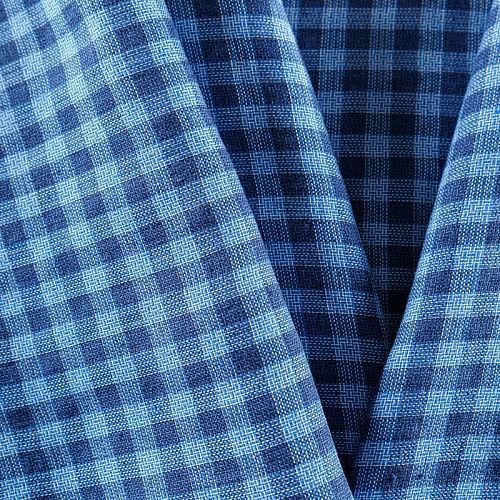 Лен натуральный 035-08557 синий принтованный