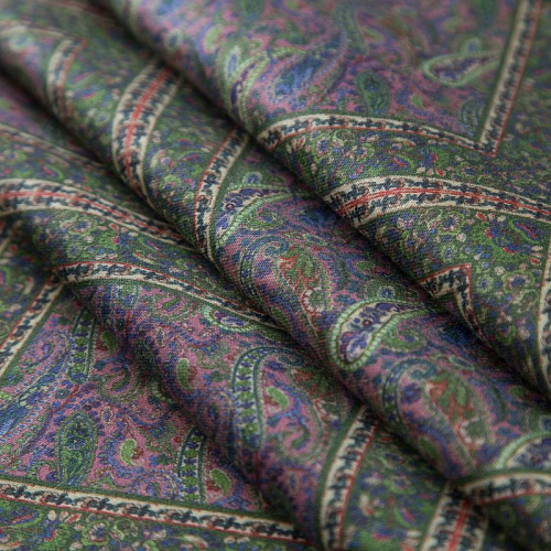 Шерсть-шелк плательная Etro 066-19195 зеленый принтованный