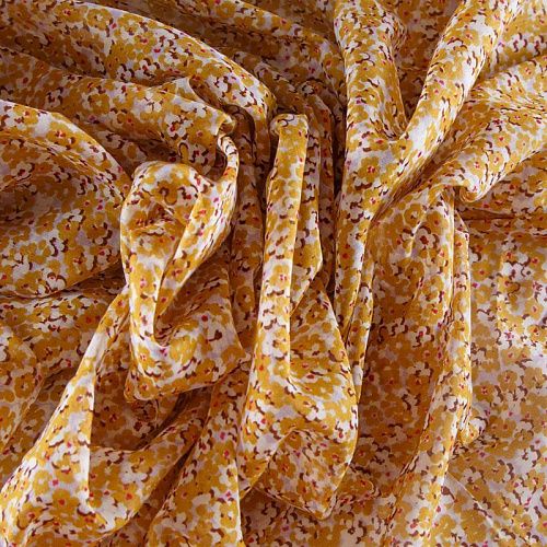 Шелк-батист 003-12148 желтый принтованный