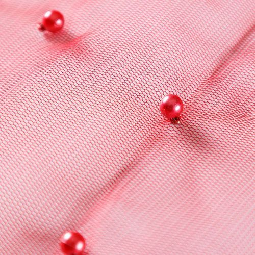 Фатин с бусинами 058-05667 красный однотонный
