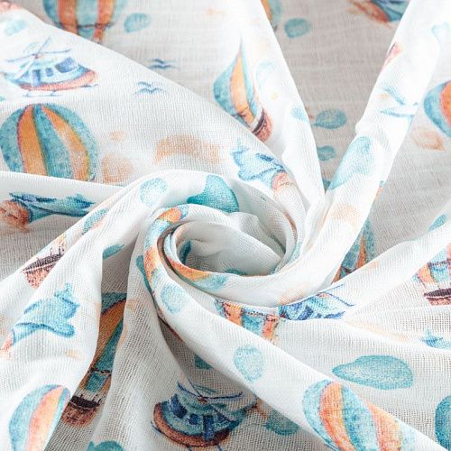 Муслин 063-03494 белый принтованный