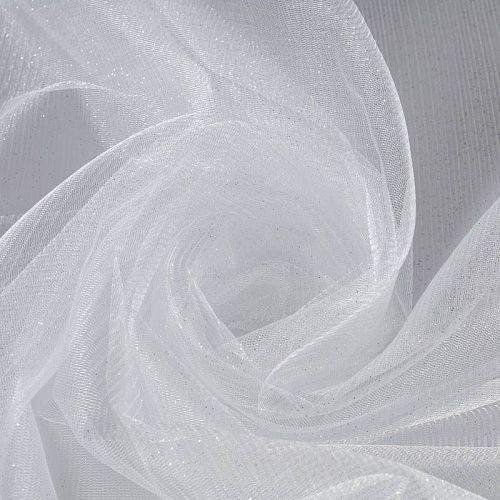 Фатин с напылением К33-945 белый однотонный