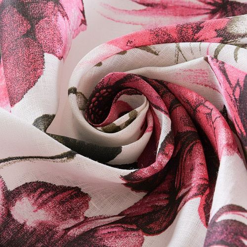 Лен натуральный 035-11764 белый принтованный