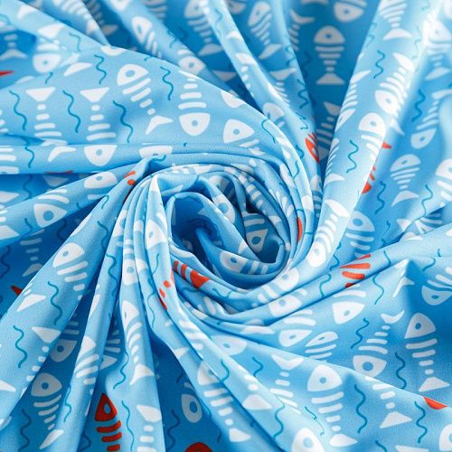 Лайкра 005-05960 голубой принтованный