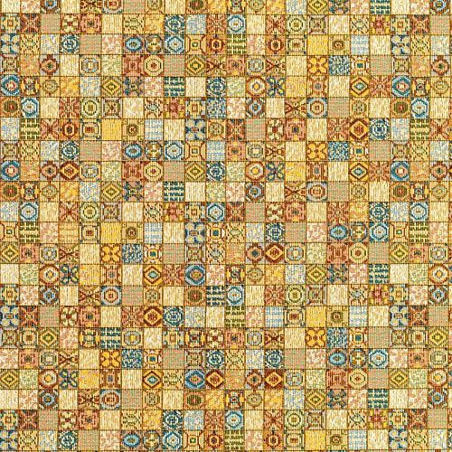 Гобелен гостиный 513-02-32 коричнево-голубой мозаика