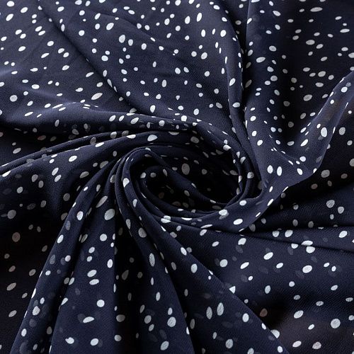 Креп-шифон 027-01440 темно-синий принтованный