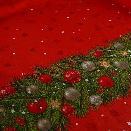 Рогожка 048-15257 красный принтованный