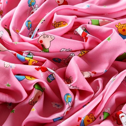 Штапель 069-08271 розовый принтованный