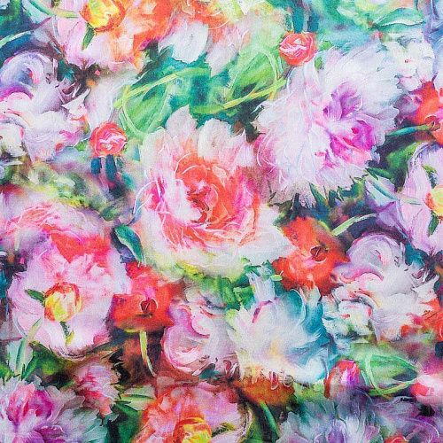 Шелк-штапель 069-01565 зеленый принтованный