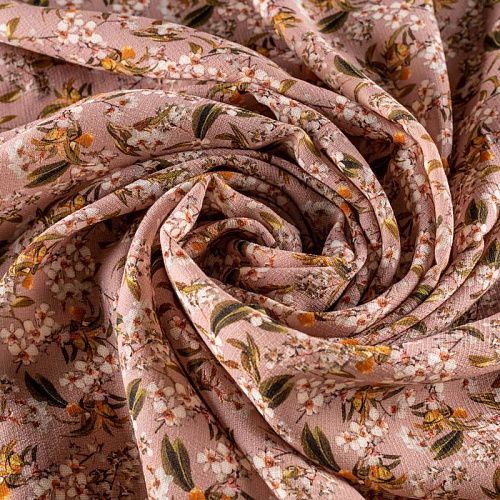 Шелк-шерсть натуральный К36-118 старо-розовый принтованный