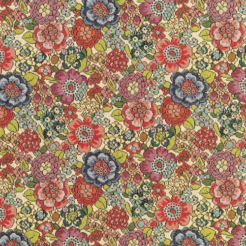 Гобелен гостиный Т472-02-07 бежевый цветы