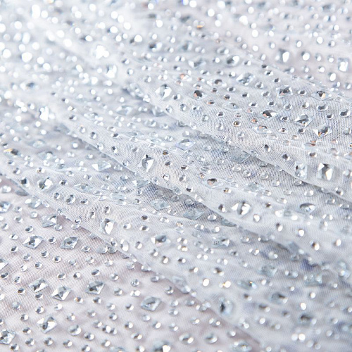 Сетка трикотажная со стразами Swarovski 050-19876 белый