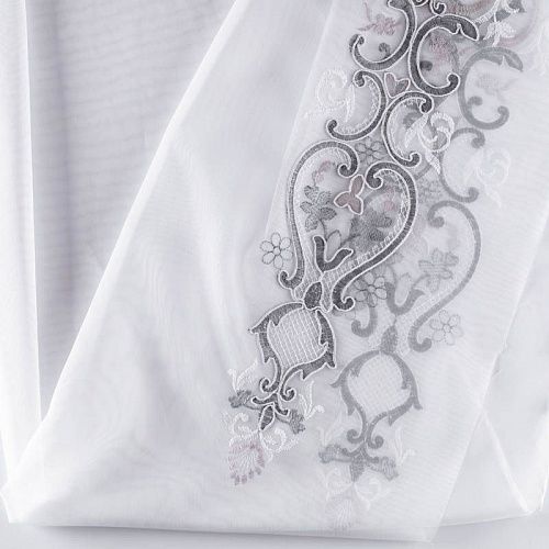 Тюль сетка с вышивкой 529-01-212 молочный