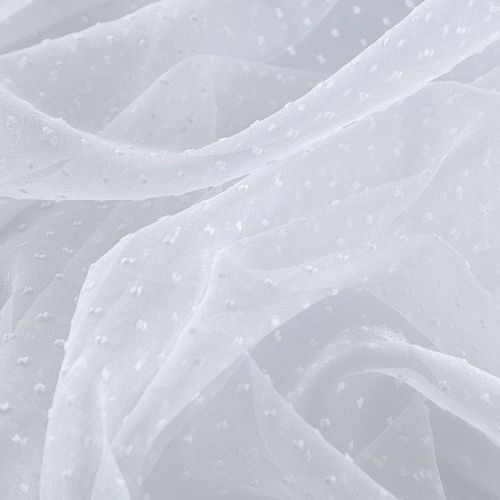 Органза с флоком 039-09159 молочный однотонный