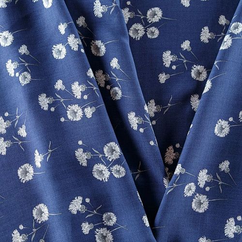 Штапель 069-08563 темно-синий принтованный