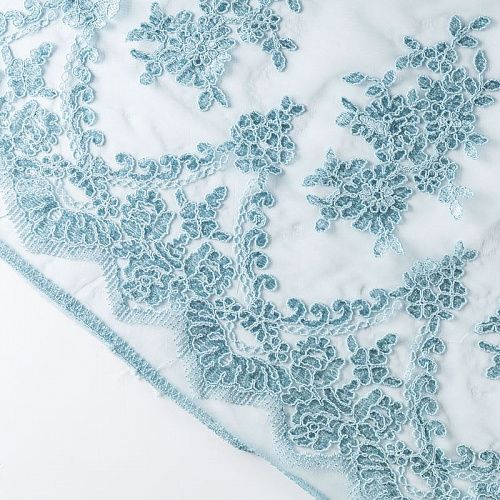 Гипюр К12-172 серо-голубой