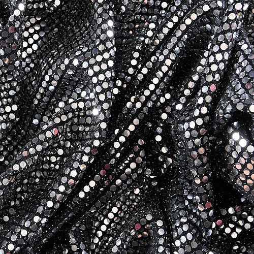 Трикотаж с пайетками 056-11079 черный/серебро