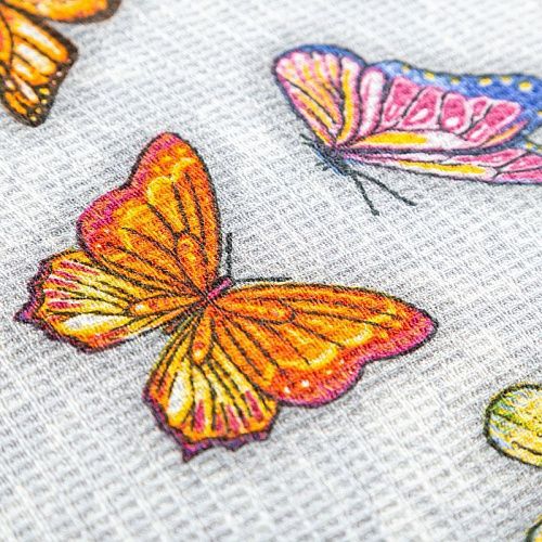 Полотно вафельное 007-03532 светло-серый принтованный