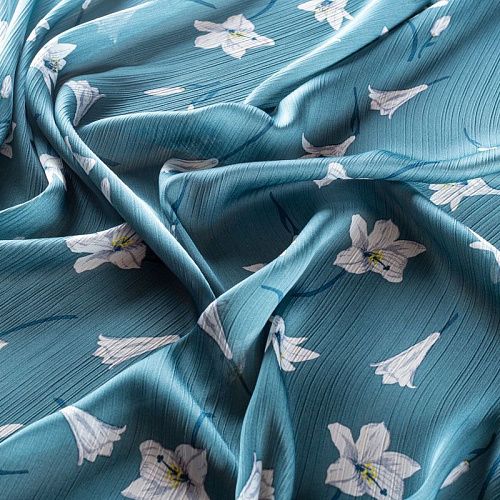 Креп-шифон жатка 027-01292 пыльно-бирюзовый принтованный