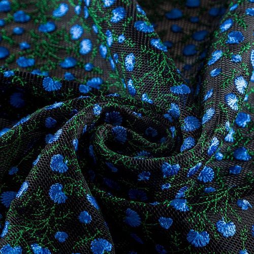 Неопрен-сетка 038-03719 черный с вышивкой