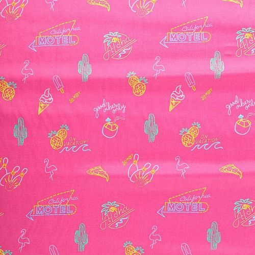 Вискоза 009-07899 ярко-розовый принтованный