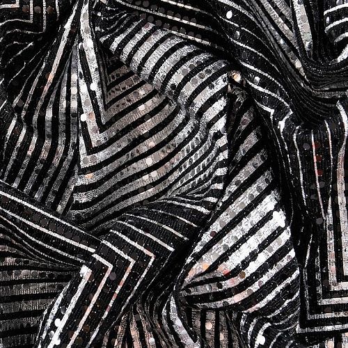 Трикотаж с пайетками 056-11083 черный/серебро